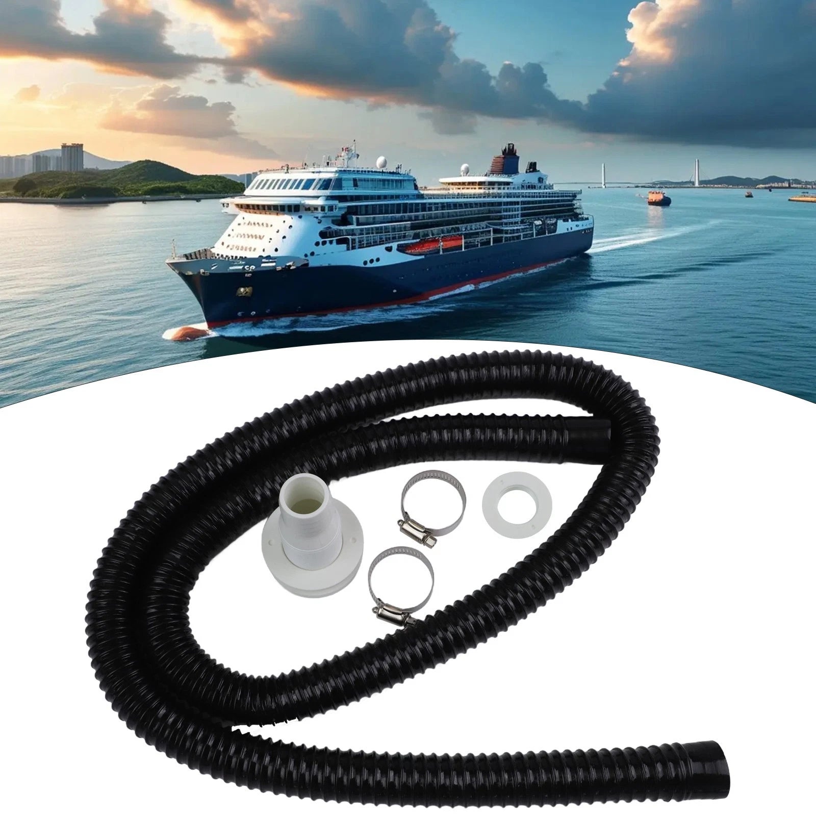 Bilge Pump Hose Set for Universal Applications (6ft, Includes Clamps & Connector)