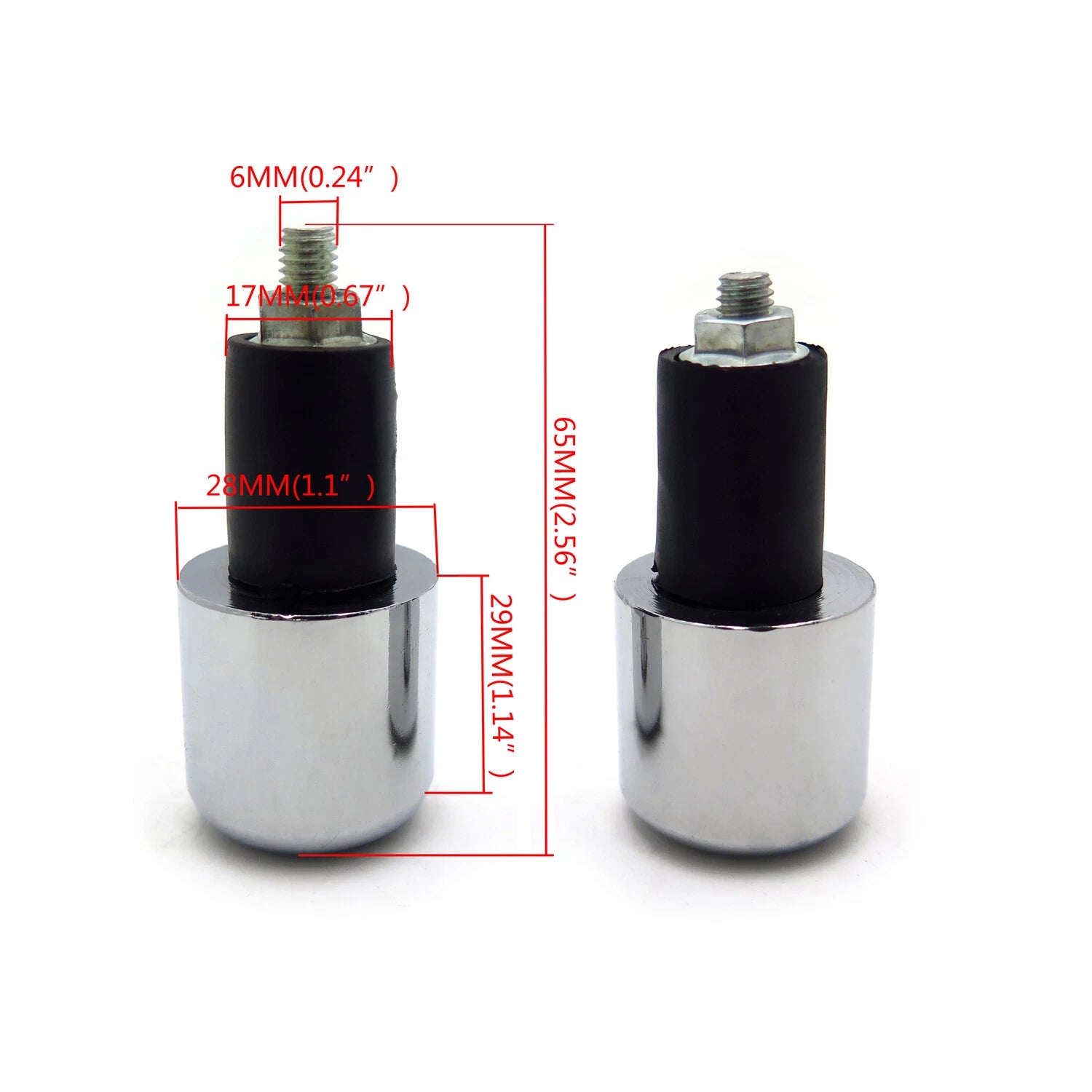 2PC Handle Bar End Plug Grip Caps for Motorcycles ATV (22mm 7/8")