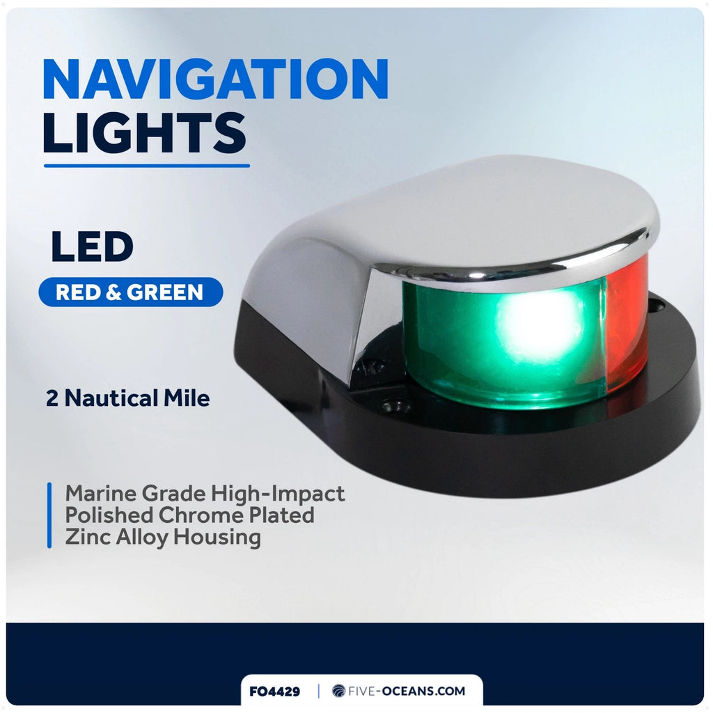LED Bow Navigation Lights for Boat (Red and Green)