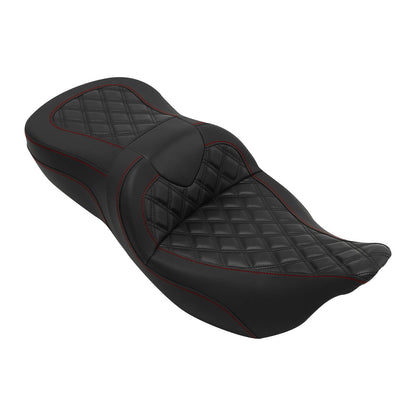 Driver & Passenger Seat for Harley Touring Street Glide (2009–2023) Black Red