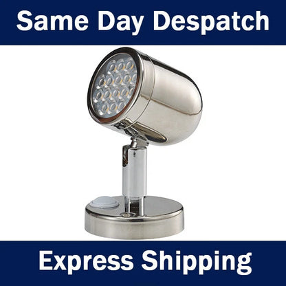 LED Reading Light for Caravan Boat (12V) - 16 LEDs, 154 Lumens, Stainless