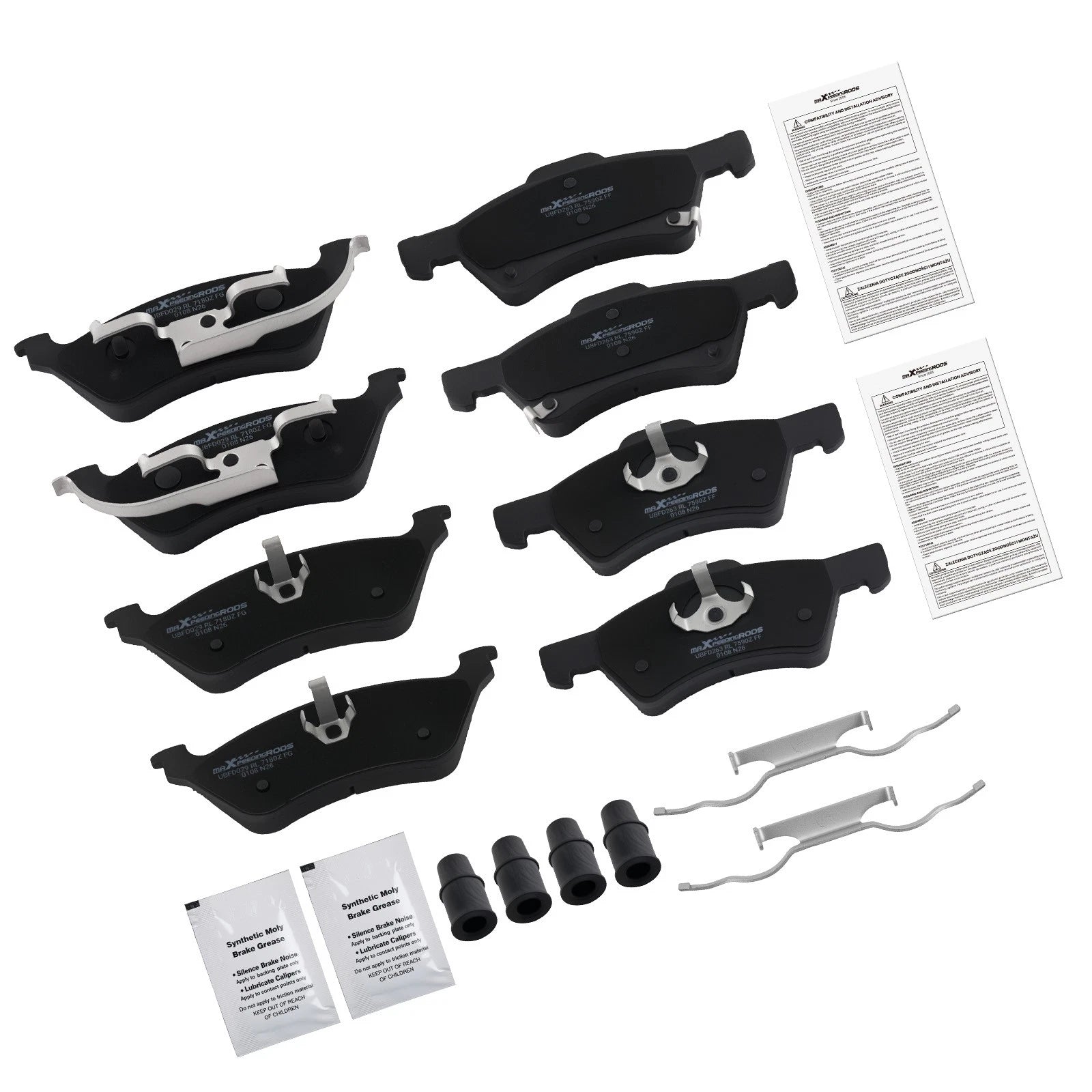 Front & Rear Ceramic Brake Pads Kit for Dodge Caravan (2001–2007)