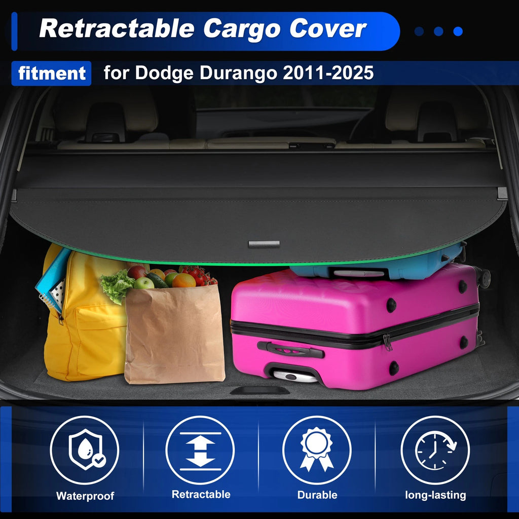 Cargo Cover Retractable Trunk Shield for Dodge Durango (2011–2025) Black