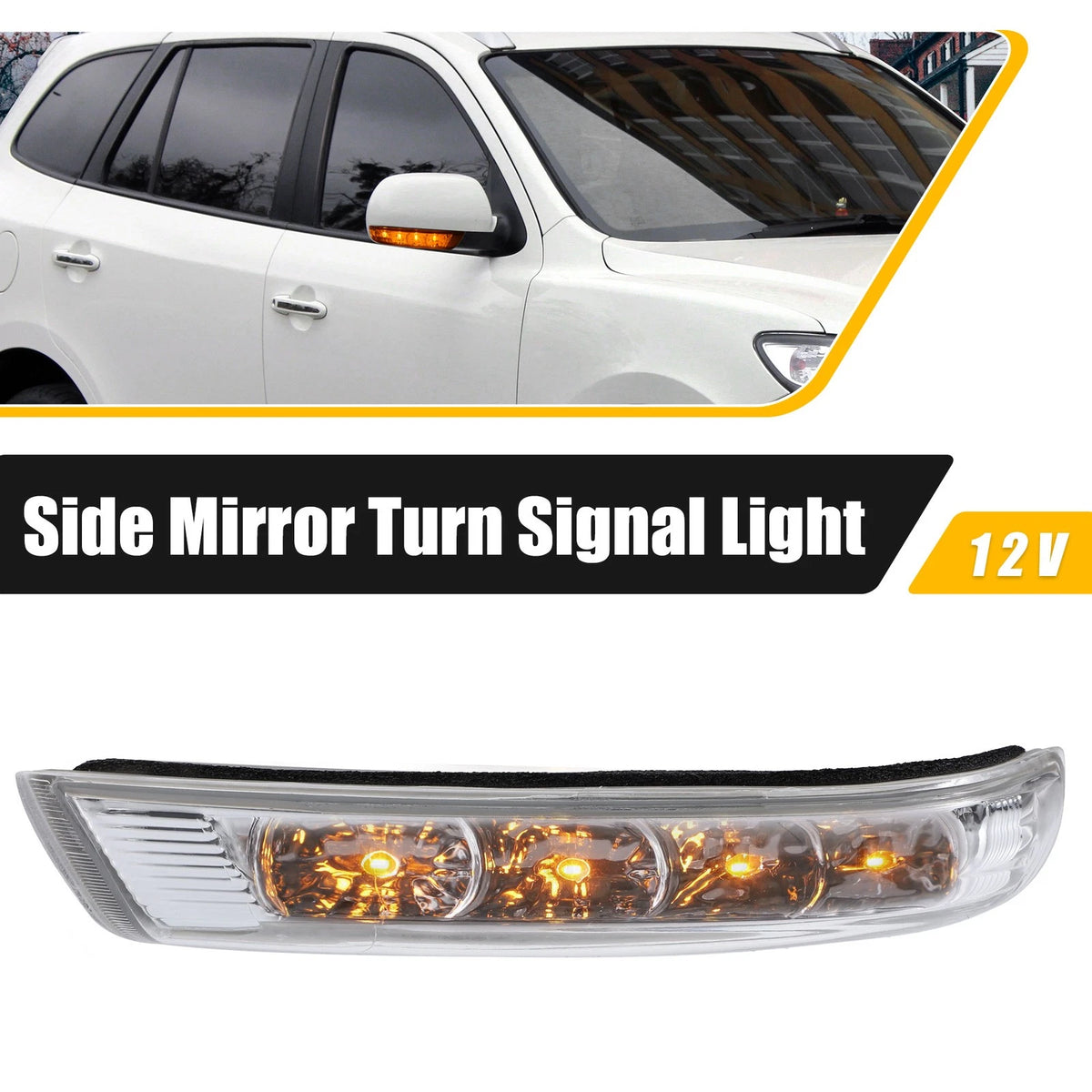 LED Left Rear View Mirror Turn Signal Light Amber for Hyundai Santa Fe (2007–2012)