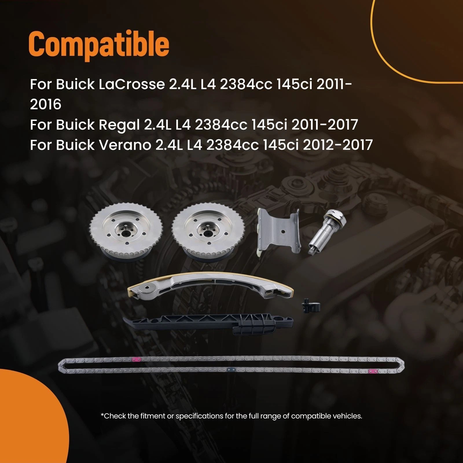 Engine Timing Chain Kit for Buick Verano 2.4L (2012–2017) 12635048 148Link