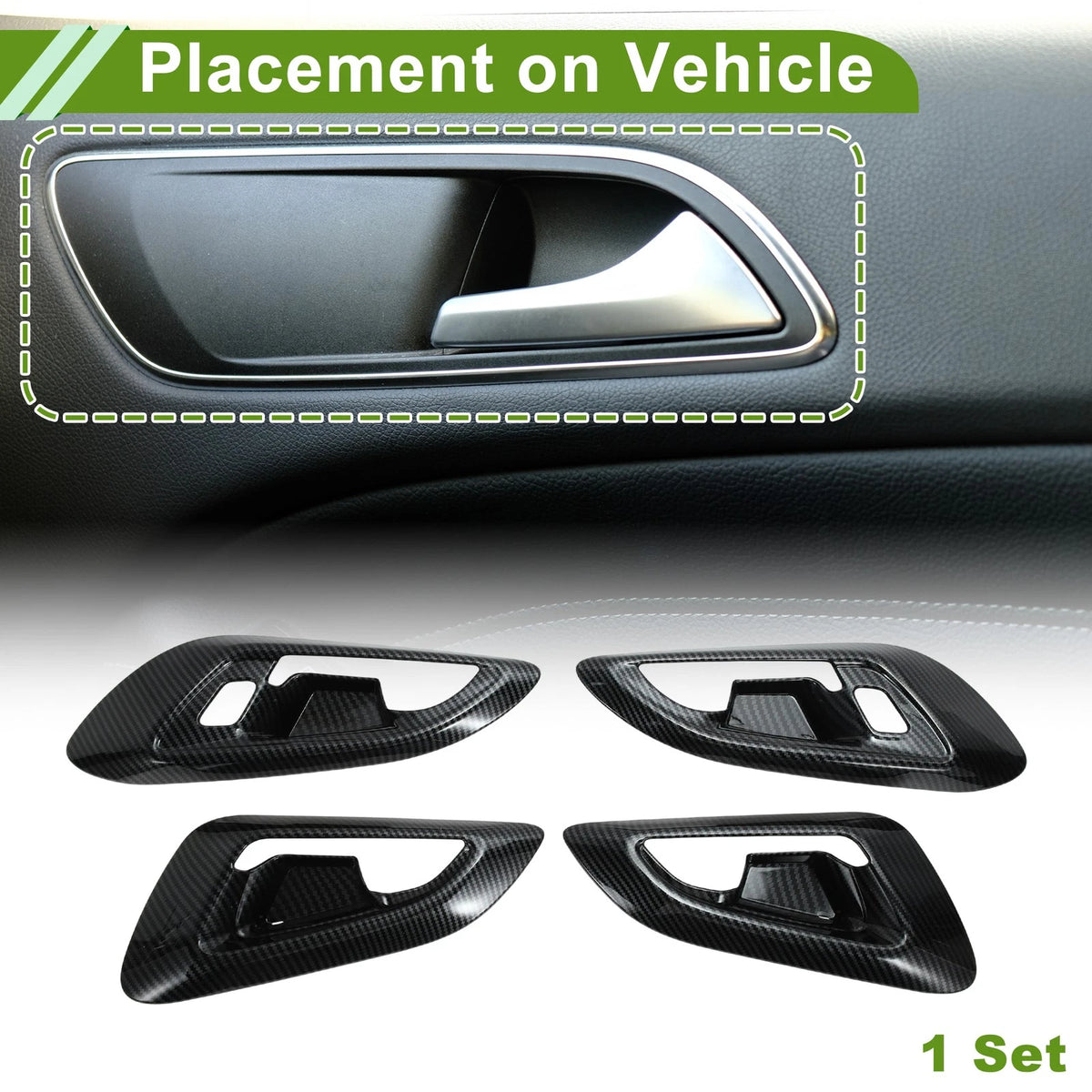 Interior Door Handle Bowl Cover Trim Set for Chevrolet Trax Carbon Fiber Black (2016–2024)