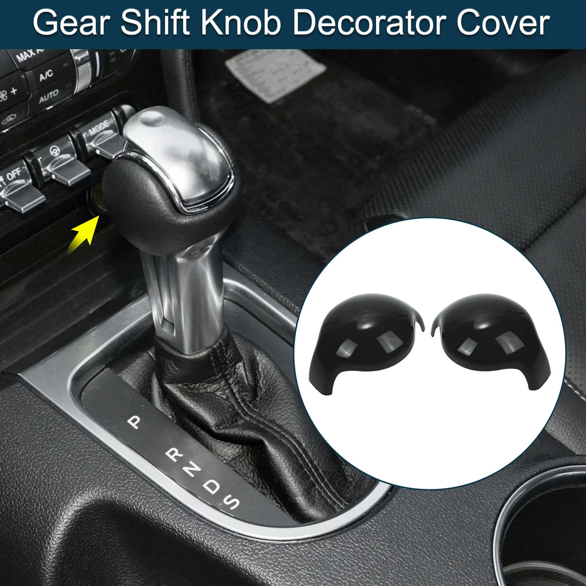 Set of 1 Gear Shift Knob Decorator Cover for Ford Mustang (2015–2023) Black