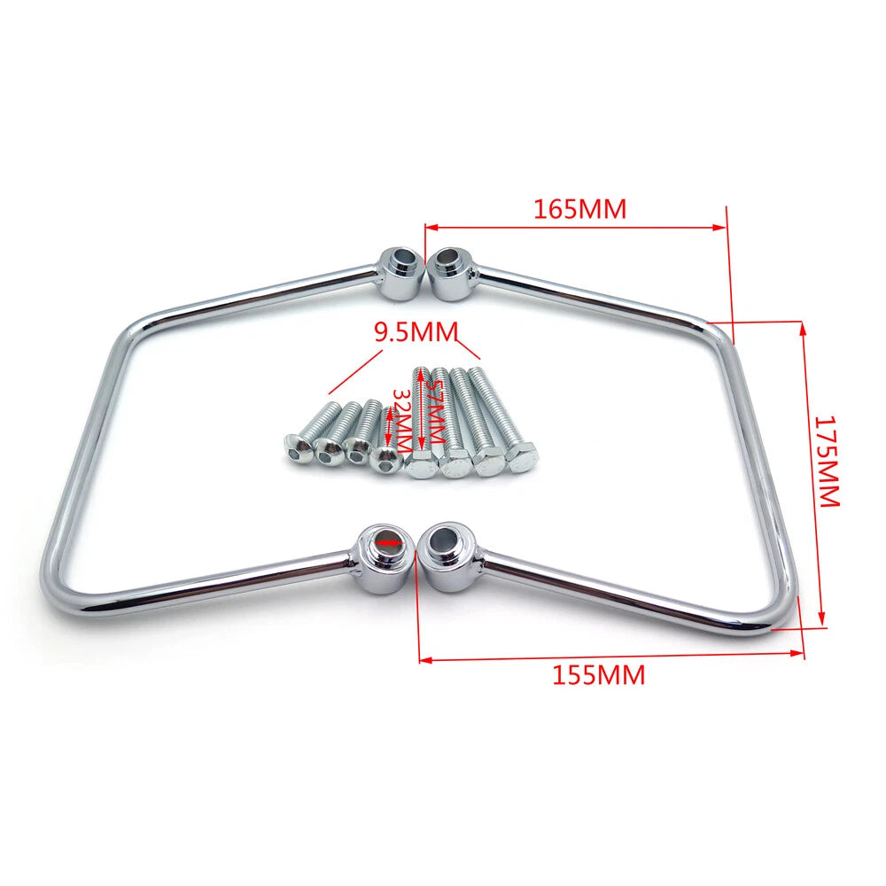 Chrome Throw-over Saddlebag Support Bracket Guard for Harley Slim FLSL FXBB (2018–2023)