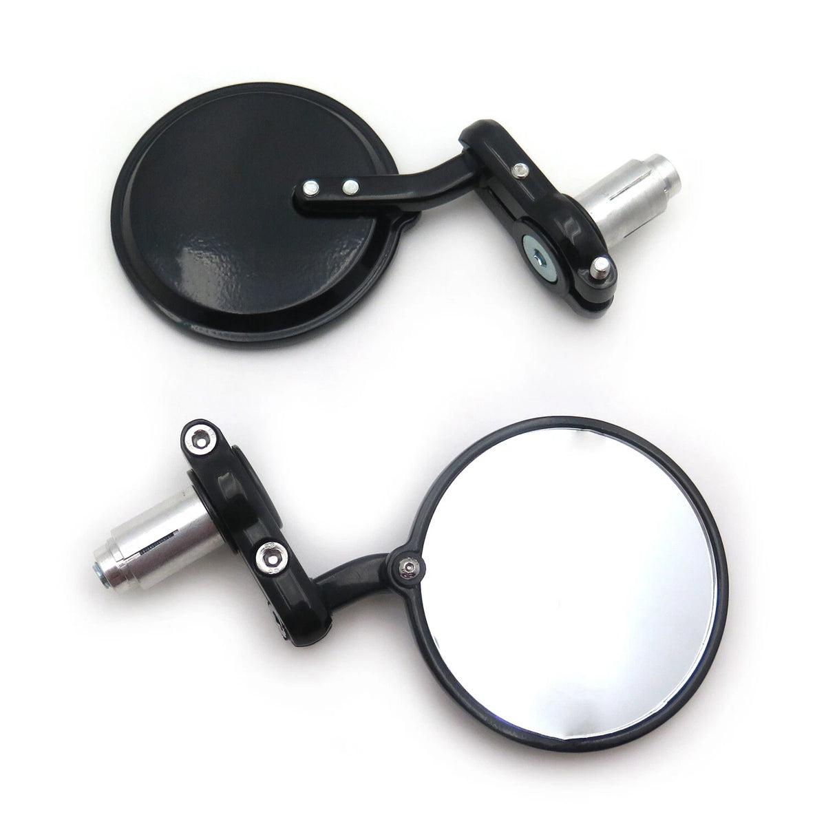 Set of 2 Black Foldable 1" 25mm Handle Bar End Side Mirrors for Motorcycle