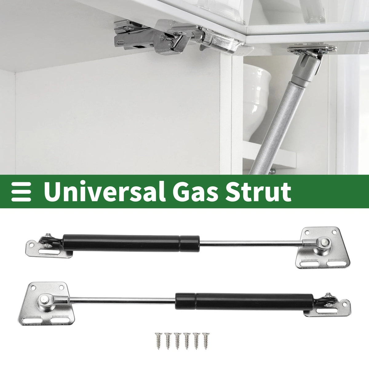 Set of 2 Lift Support Struts 10" for Kitchen Cabinet Door (Black)