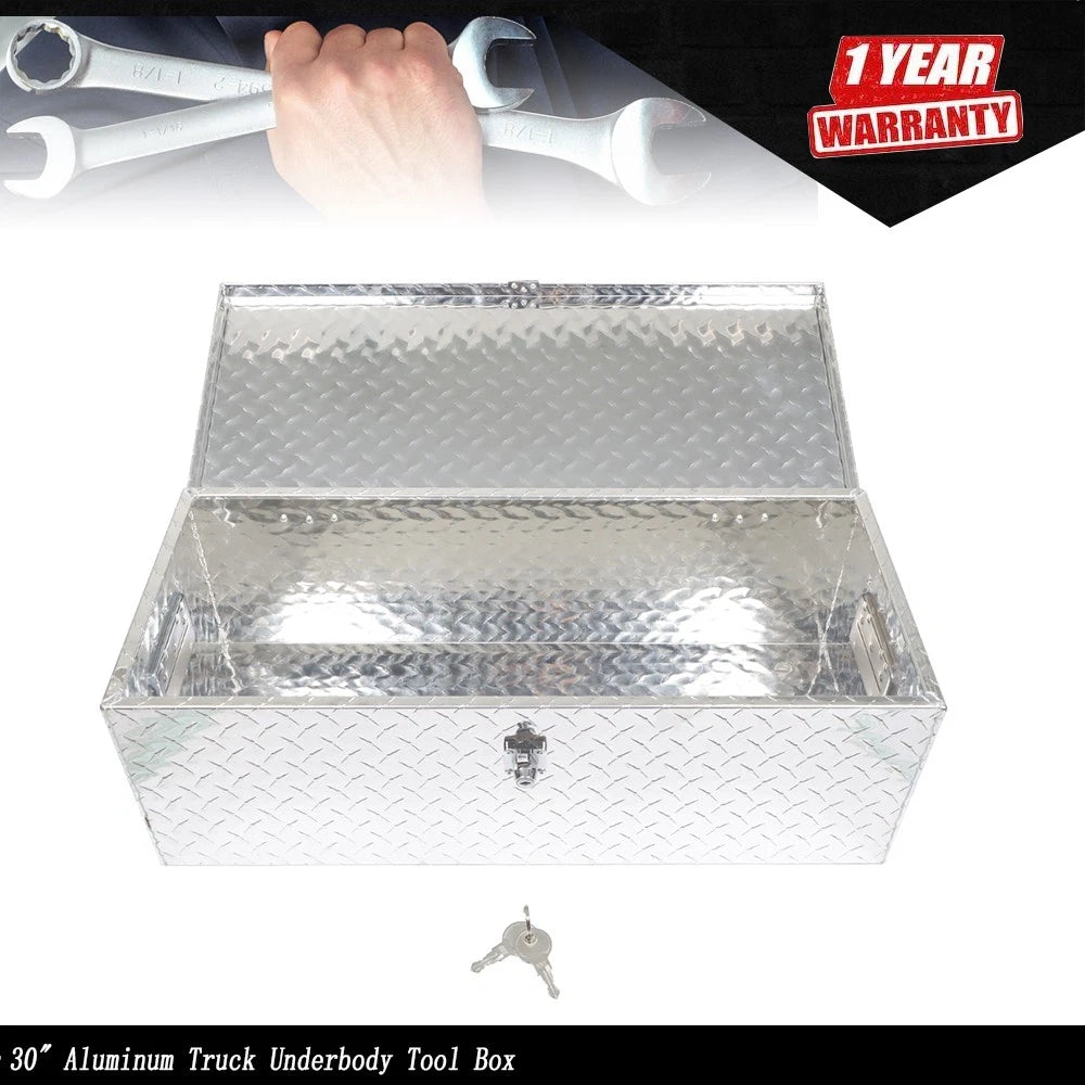 30" Aluminum Underbody Tool Box for Truck Trailer RV (w/ Lock)