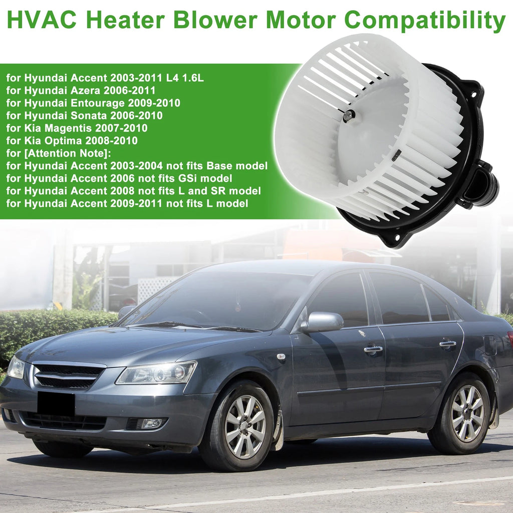 HVAC Blower Motor Assembly Replacement for Hyundai Accent (2003–2011)