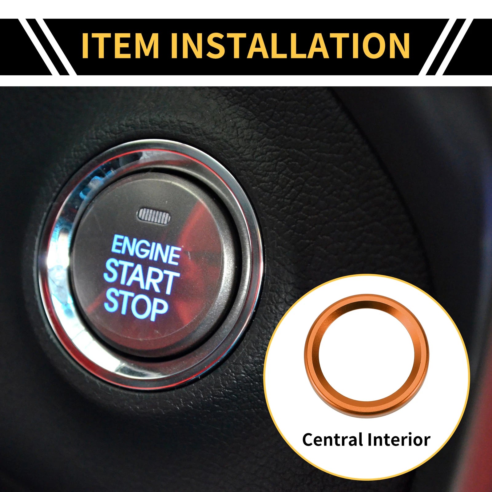 Engine Start Stop Button Switch Knob Cover Ring for Ford Maverick (2022) Orange