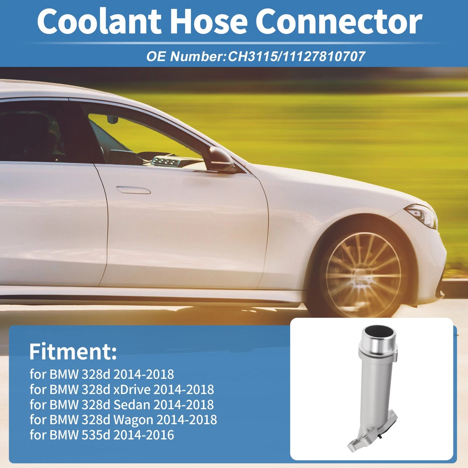 Engine Coolant Hose Connector for BMW 328d (2014–2018) Aluminum Alloy Replacement
