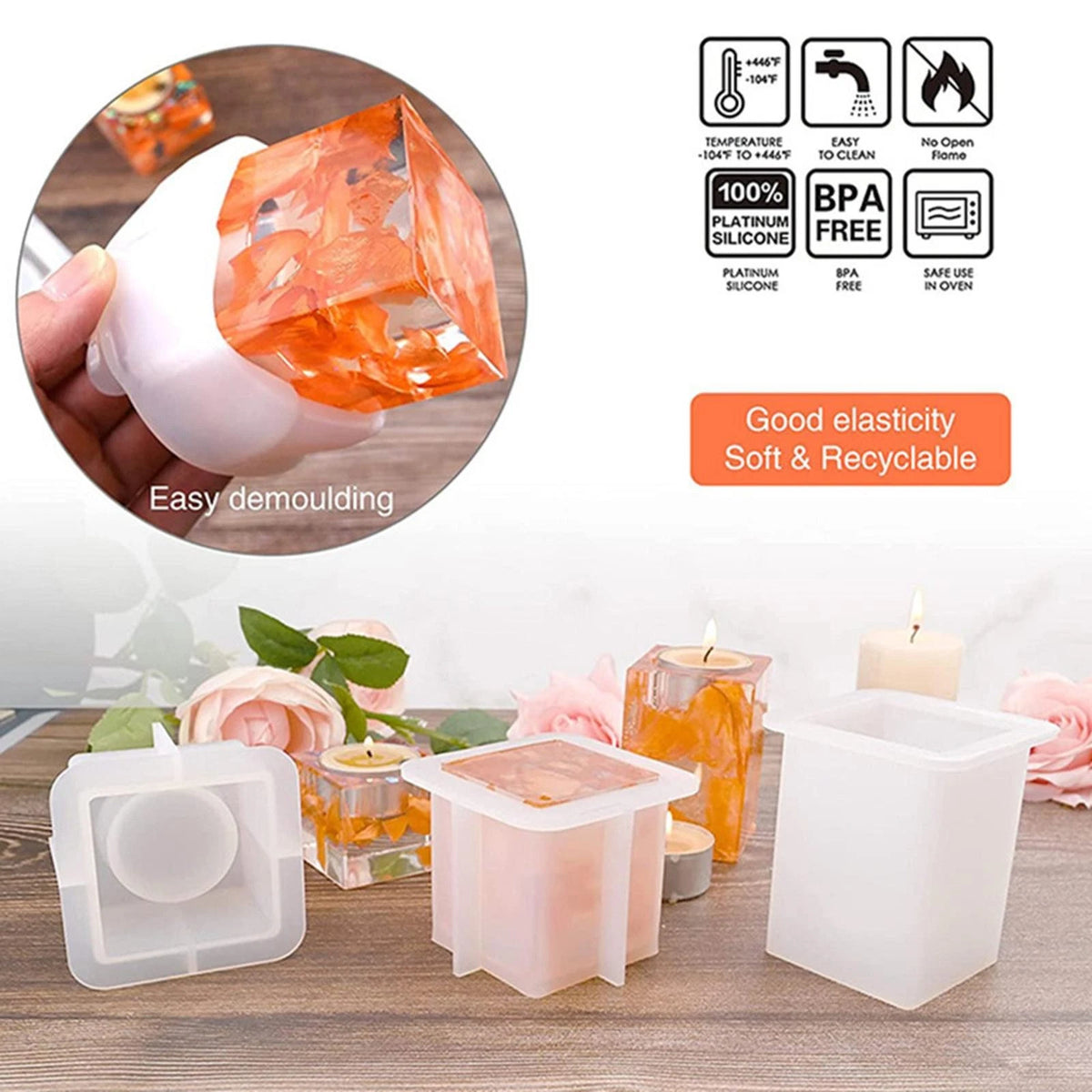 Silicone Tealight Candle Holder Mold for DIY Epoxy Casting