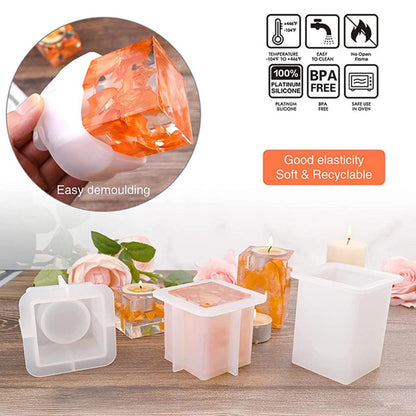 Silicone Tealight Candle Holder Mold for DIY Epoxy Casting