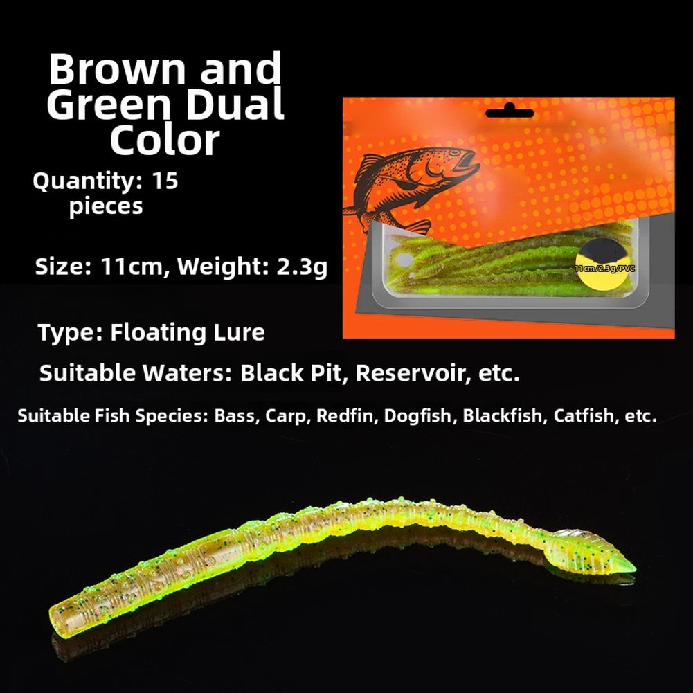 15pcs 110mm Soft Swimbaits for Fishing Lures