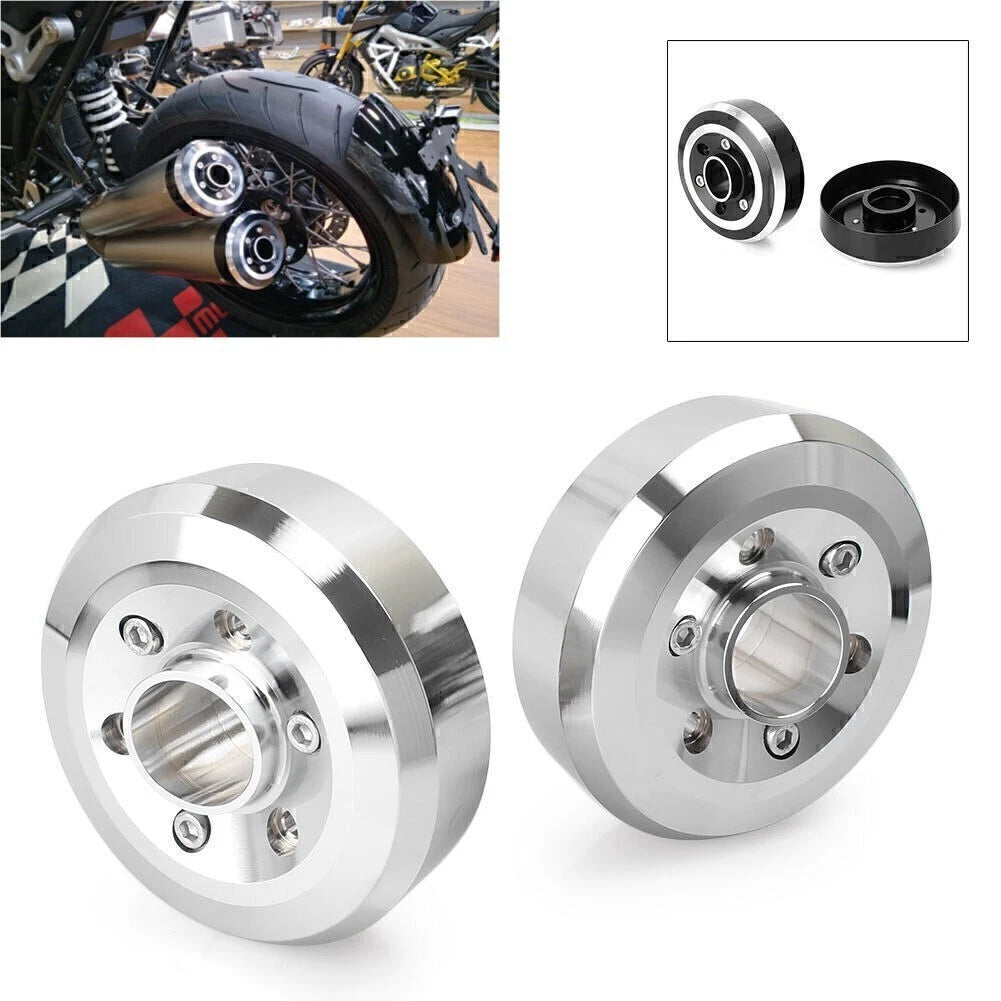 2x Exhaust Tips Cover Frame for BMW R Nine T (2014–2016) Black/Chrome