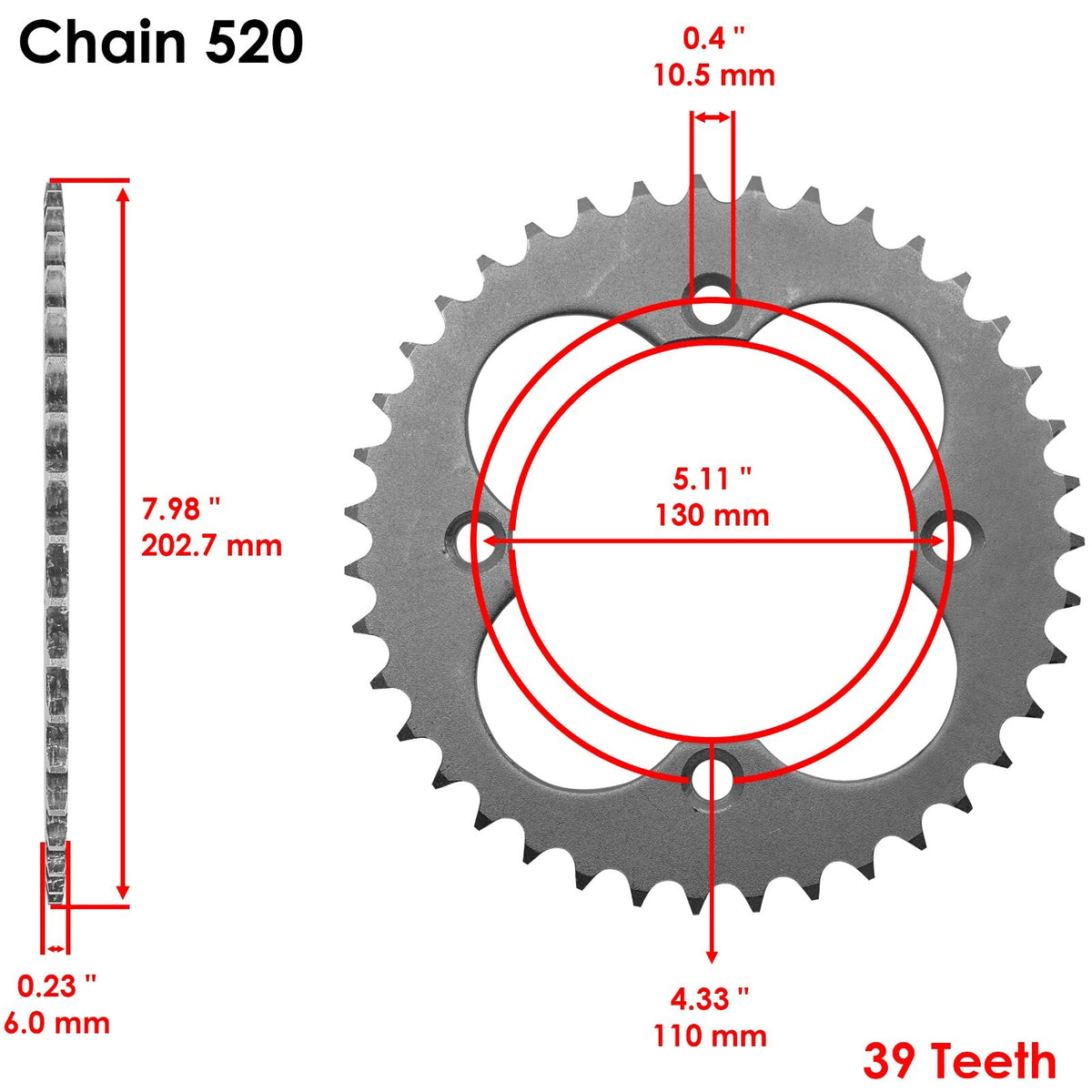 Drive Chain and Sprocket Kit Replacement for Honda TRX400EX TRX400X (2005–2014)
