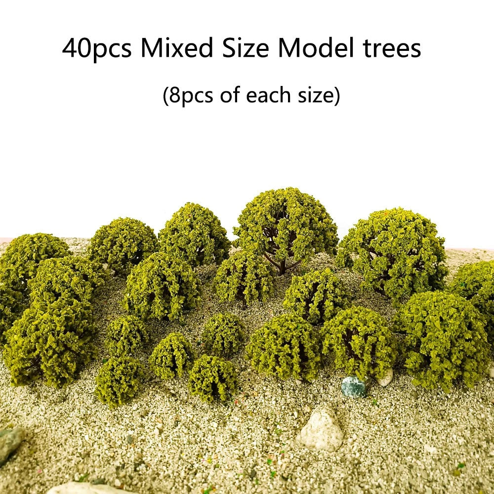 40Pcs Mixed Size Model Trees for Train Railway Scenery