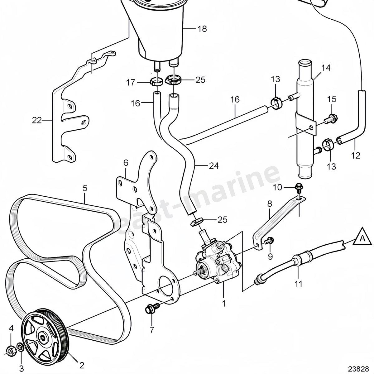 Power Steering Pump for Volvo Penta 4.3 5.0 5.7 8.1 V6 V8 (3887373)