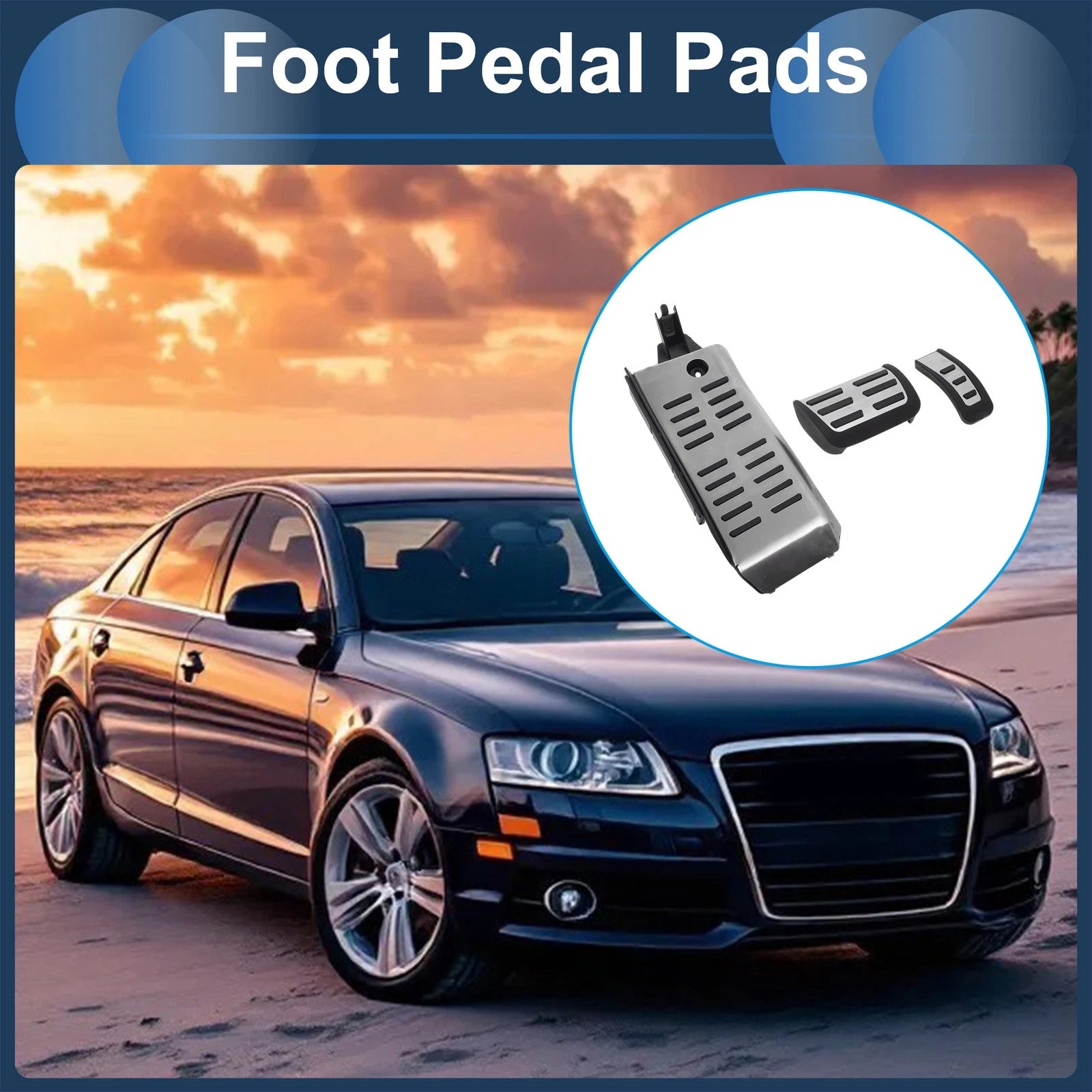3 Pcs Automatic Foot Accelerator Pedal Covers for Audi A6L (2009–2012)