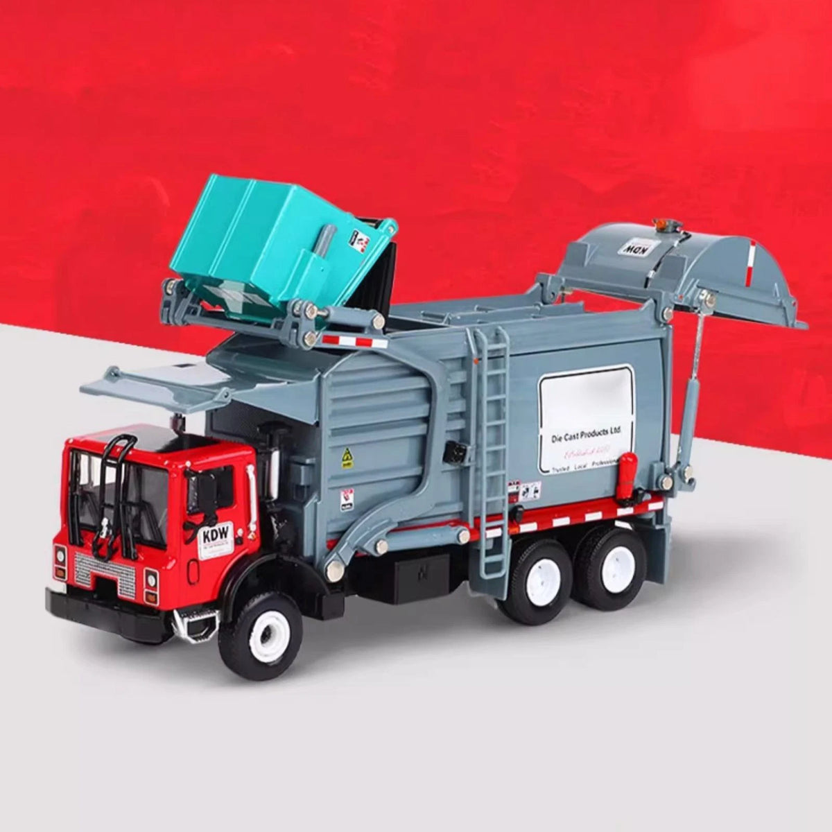 1/24 Scale Diecast Garbage Truck Model for Transporter Collection