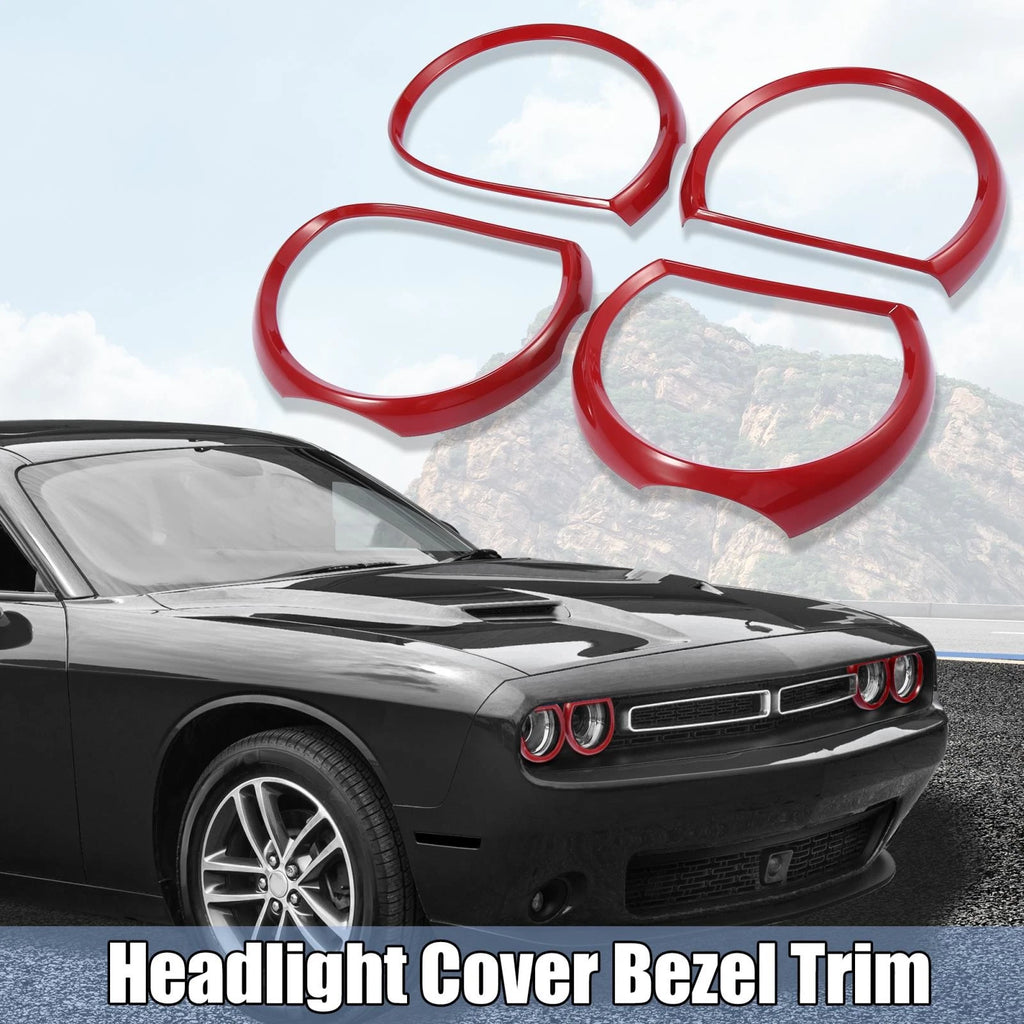 Headlight Cover Trim Decor Ring Bezel Set for Dodge Challenger (2015–2021)