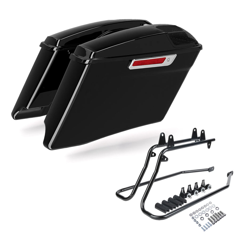 4" Stretched Hard Saddlebags & Conversion Brackets for Harley Softail (1984–2017)