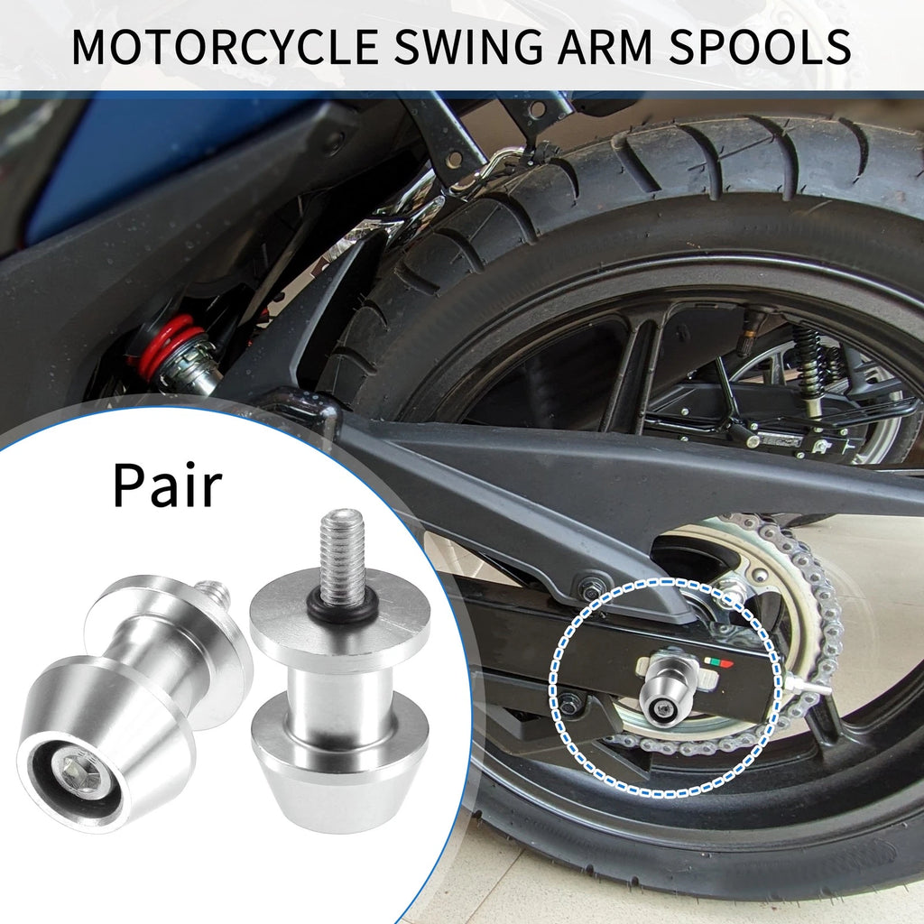 Swingarm Spools 6mm Pair Replacement for Motorbike Stand Stand for Silver Tone (2000–2020)