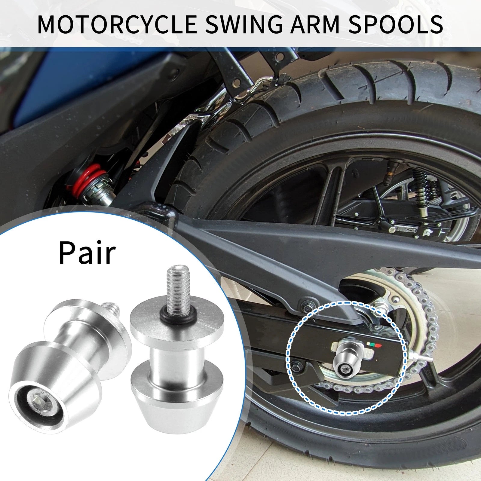 Swingarm Spools 6mm Pair Replacement for Motorbike Stand Stand for Silver Tone (2000–2020)