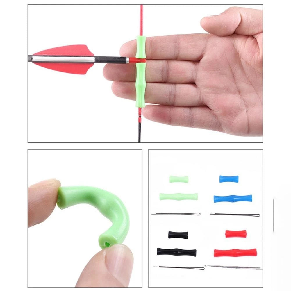 Silicone Finger Protector Set for Bow String - Red (1 Thimble, 2 Holders)