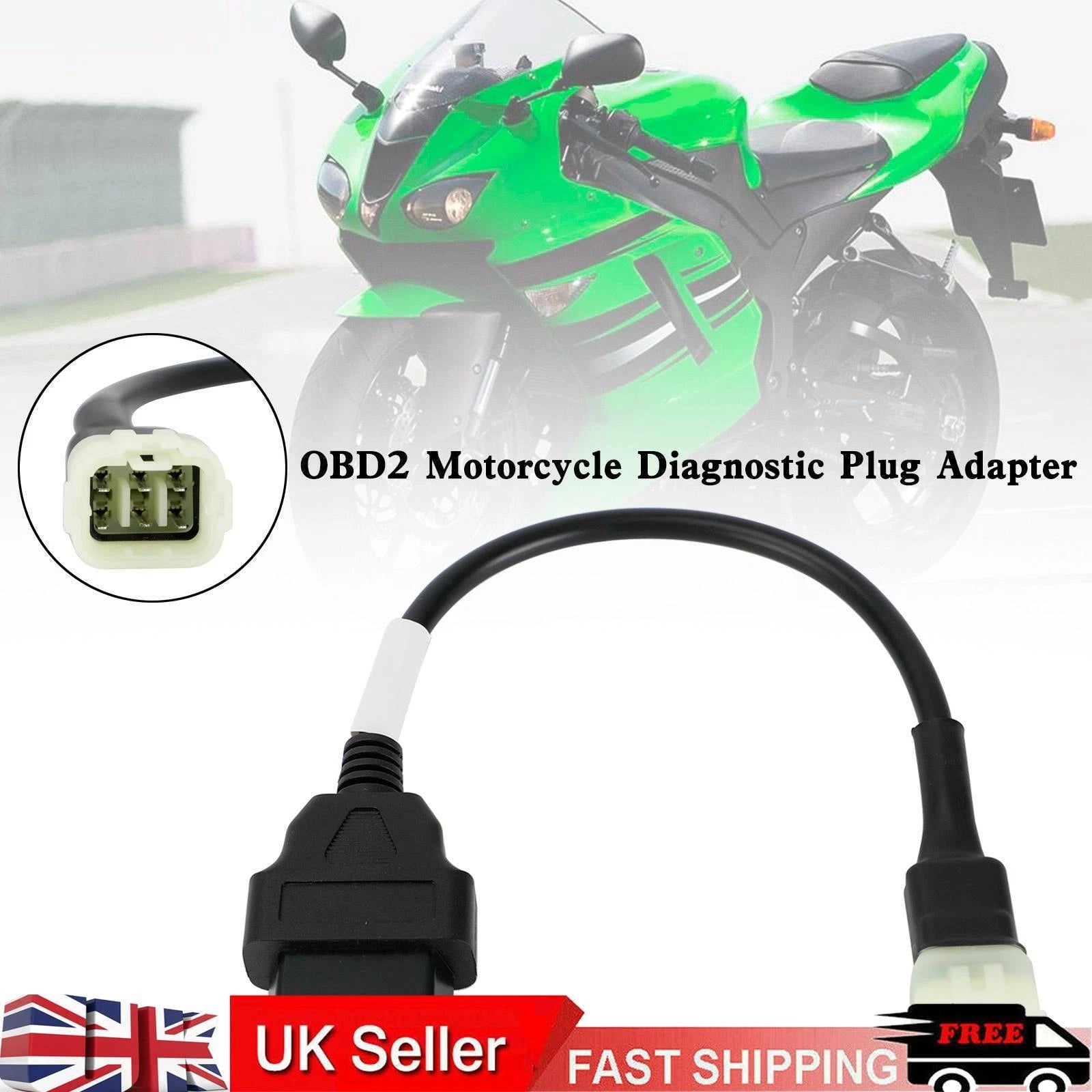 OBD2 6 Pin Diagnostic Plug Adapter for Kawasaki Motorcycle (T9)