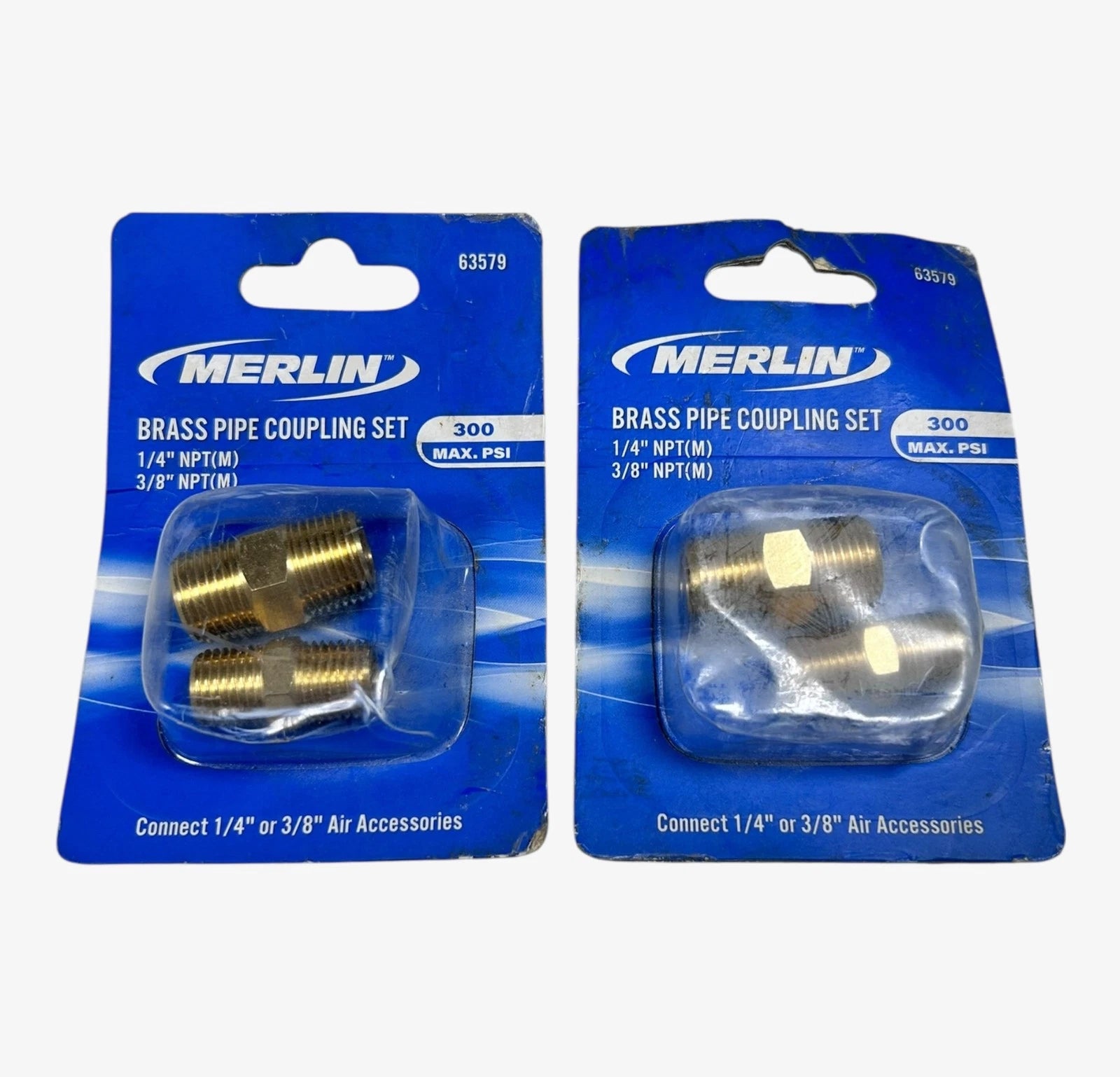 2X Brass Pipe Coupling Set 1/4'' - 3/8'' for Merlin 63579 (300 psi)
