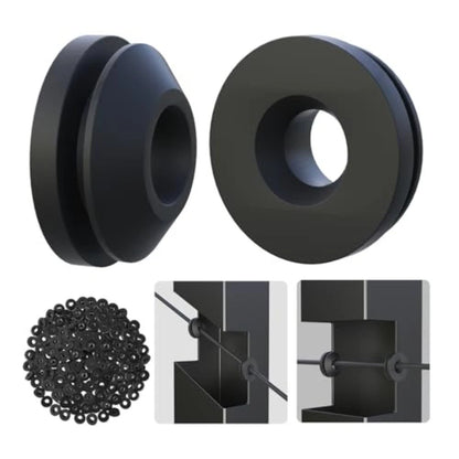 100 Pack Rubber Grommets for Cable Railing Metal Posts Black 1/8, 5/32, 3/16 Inch