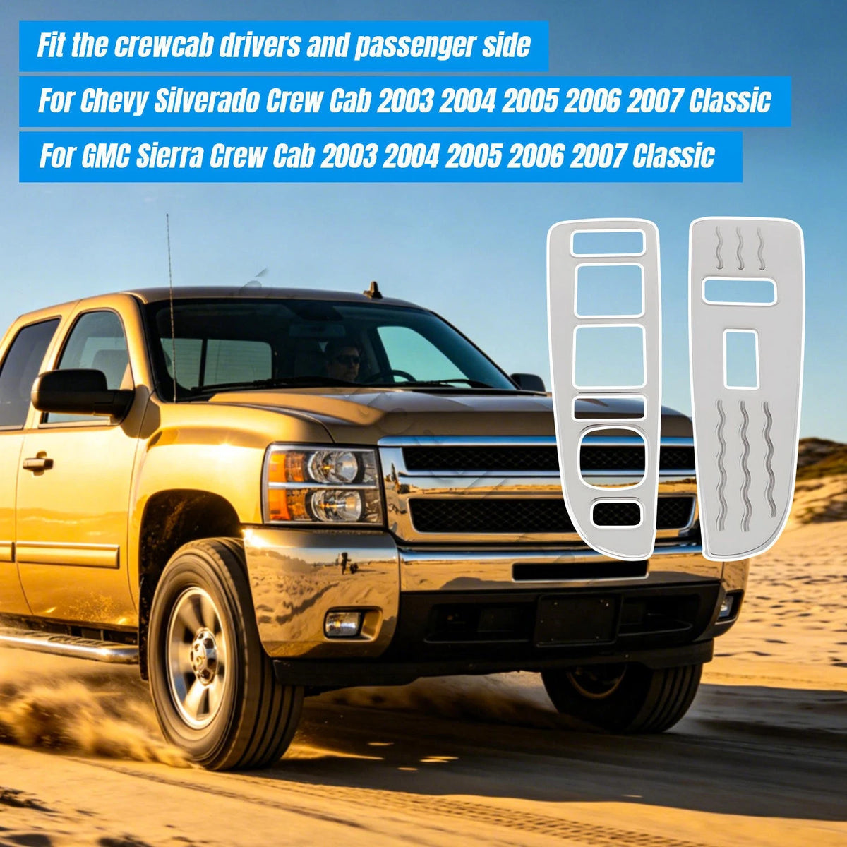 Window Switch Cover Set for Chevy Silverado GMC Sierra (2003–2007)