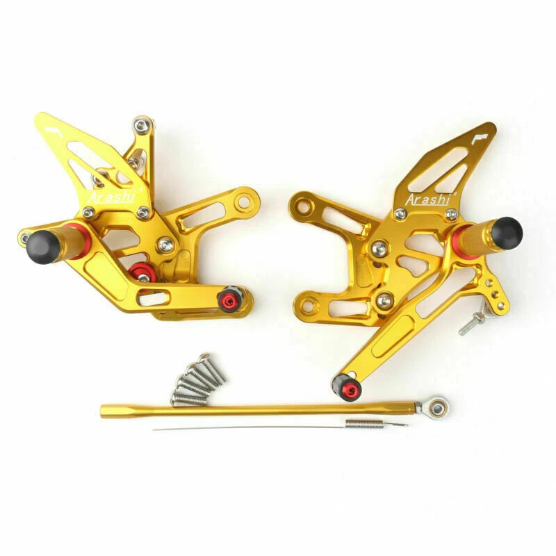 CNC Aluminum Rearsets Footpegs Gold for Kawasaki ZX-10R (2011–2015) ZXT00J