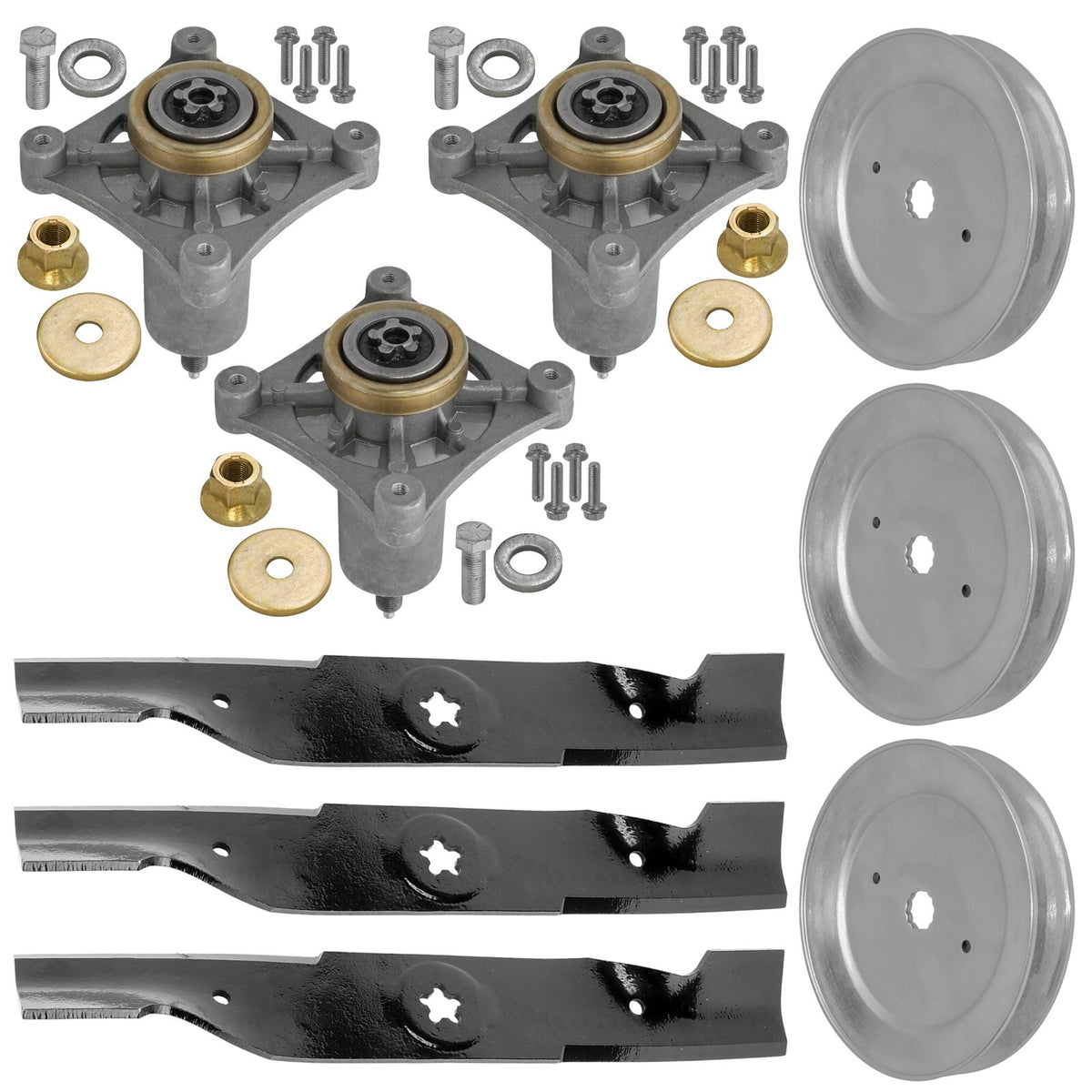 Deck Spindle Pulley Blade Rebuild Kit for Husqvarna GT2254 (54 Inch Deck)