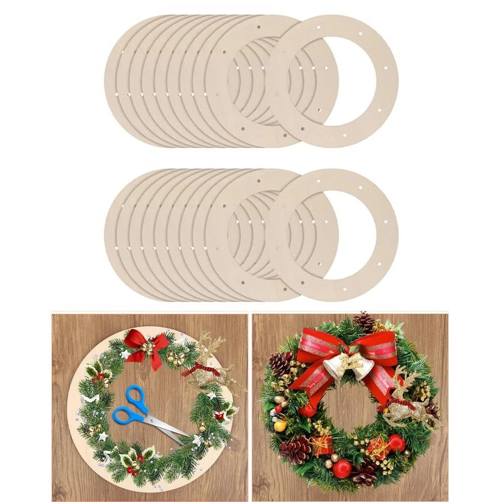 20 Pieces Wooden Circle Wreath Frames for Craft Use
