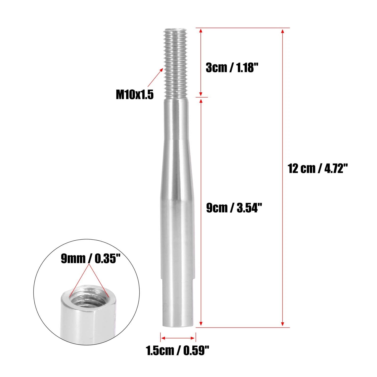 Shift Knob Extender Lever for Honda Civic Fit M10X1.5 Silver Tone (OEM)