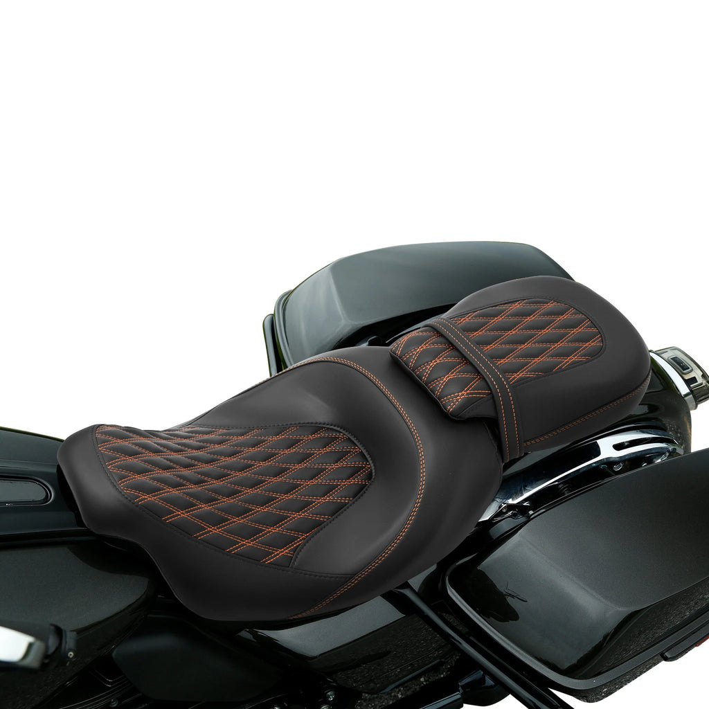 Pillion Seat for Harley Road Glide (2009–2023) - Orange Stitching