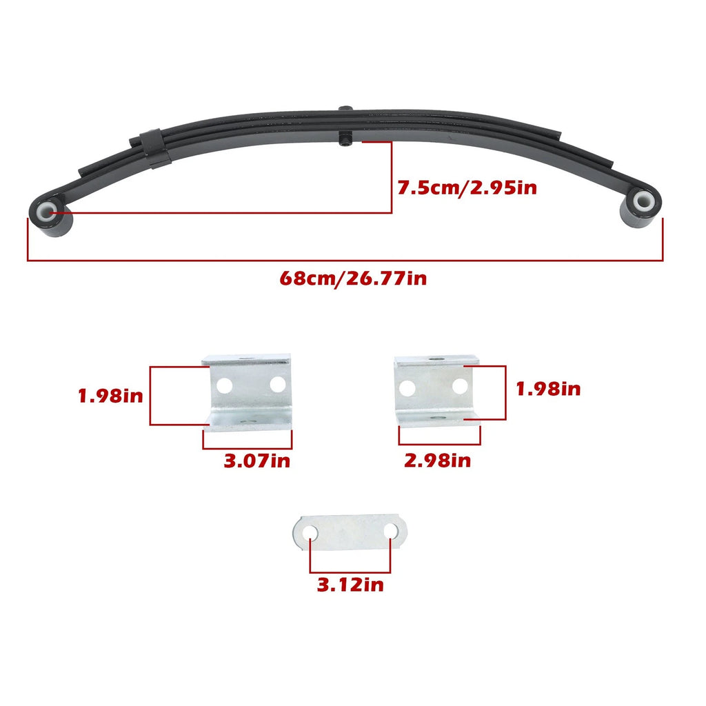 Single Trailer Axle Suspension Kit for 4000lbs Trailers (3 Leaves, 2000lbs Spring)