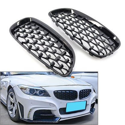 2X Front Upper Bumper Mesh Grille for BMW Z4 E89 (2009–2016) Gloss Black