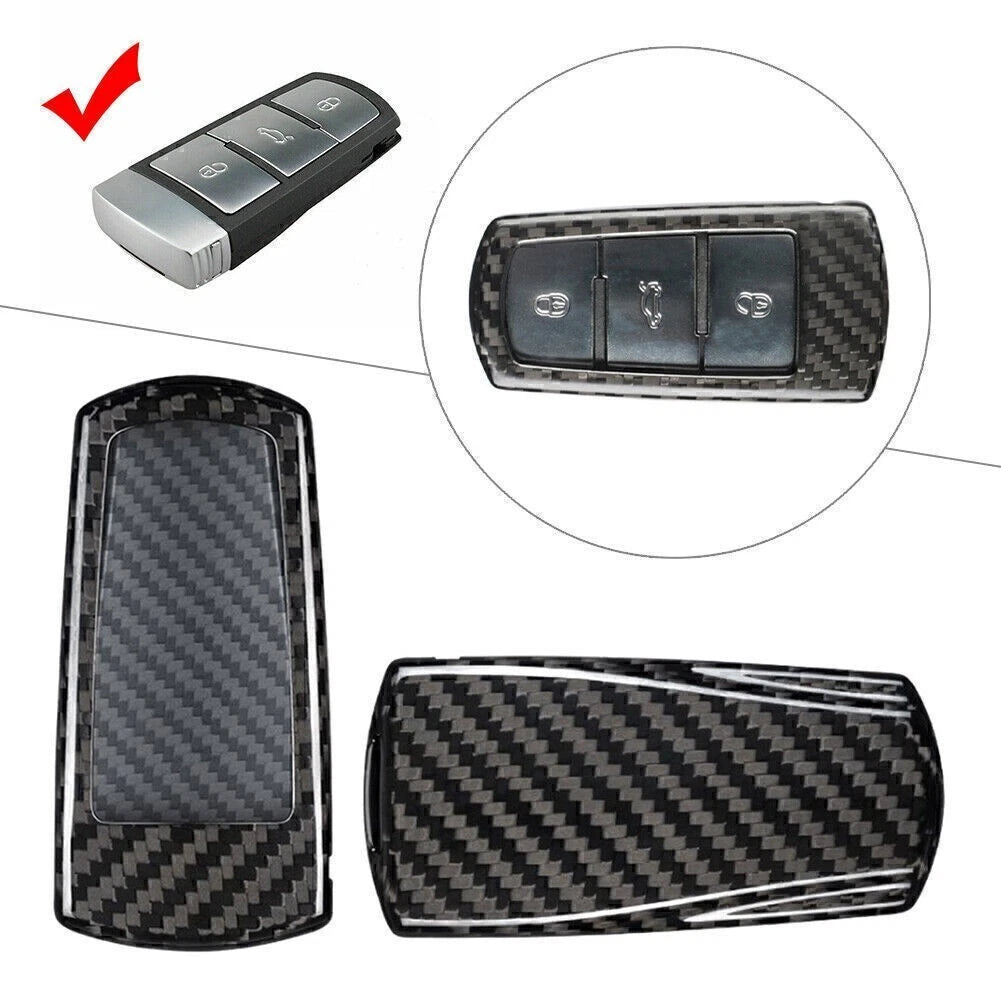 Car Remote Key Fob Cover Case for VW CC, Passat B6 (2009–2012) - Carbon Silver Black