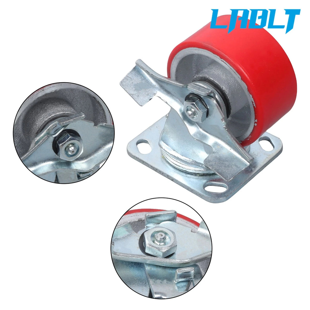 Set of 4 4-Inch Swivel Casters with Side Brakes for LABLT