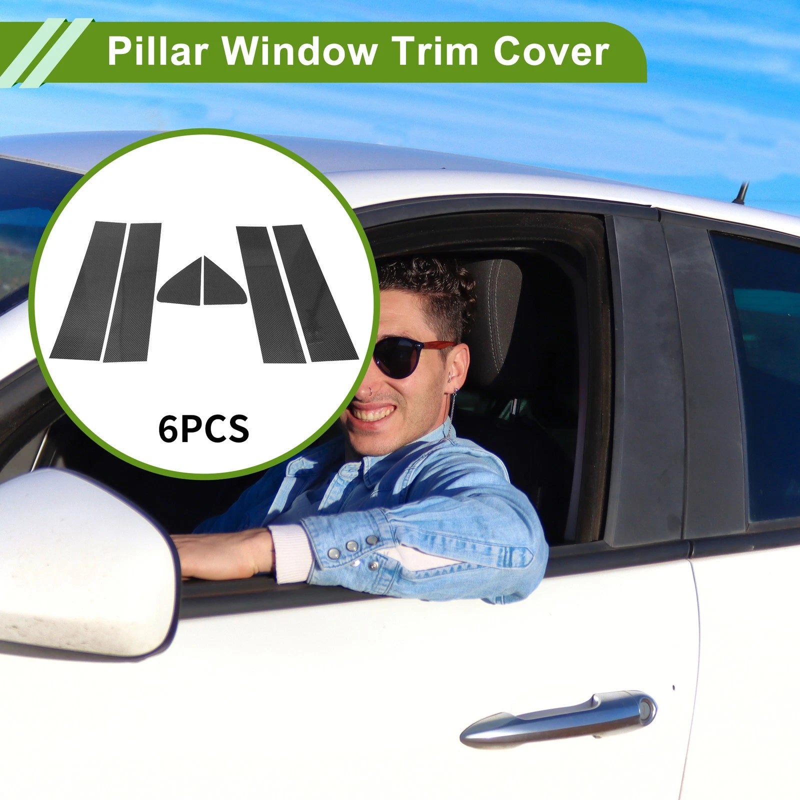 6 Pcs Door Pillar Window Trim Replacement for Chevy Silverado (2014–2018)