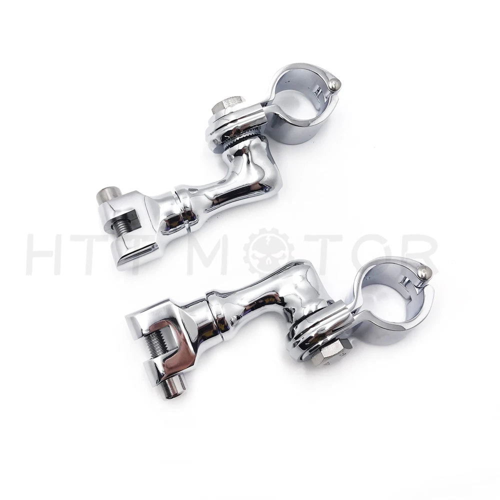 Chrome Foot Peg Mounts for Harley (1.5") Engine Guard Highway Pegs