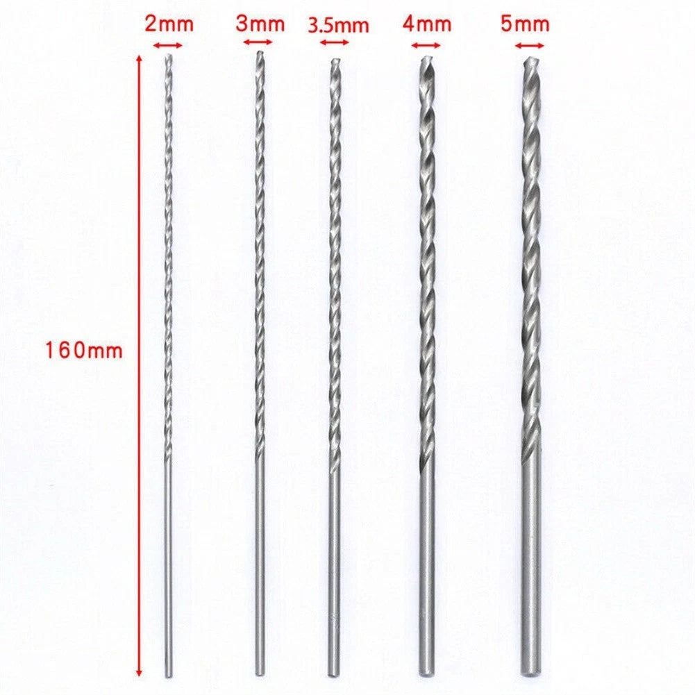 10-Piece Extra Long Drill Bit Set 2mm/3mm/3.5mm/4mm/5mm (150mm Length)