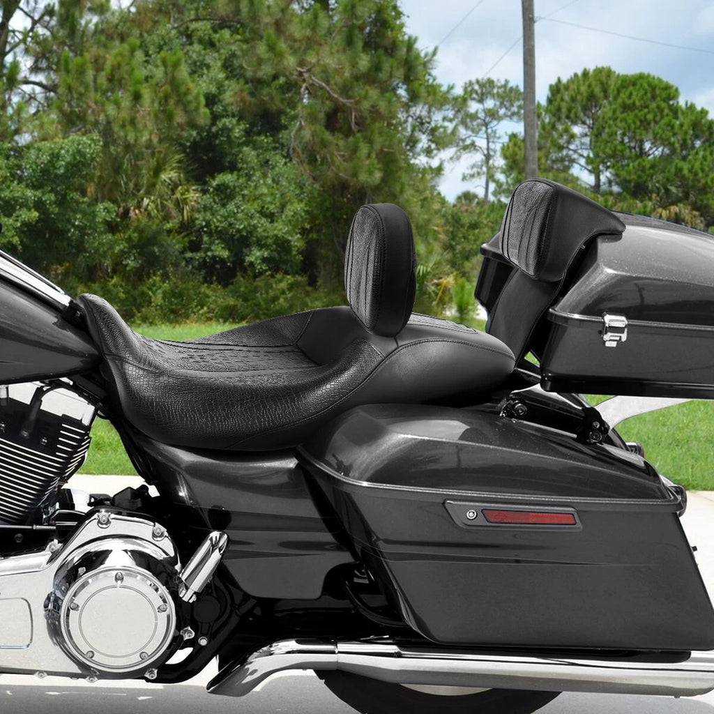 Driver Passenger Seat & Backrest Pad for Harley Road Electra Glide (2014–2023)