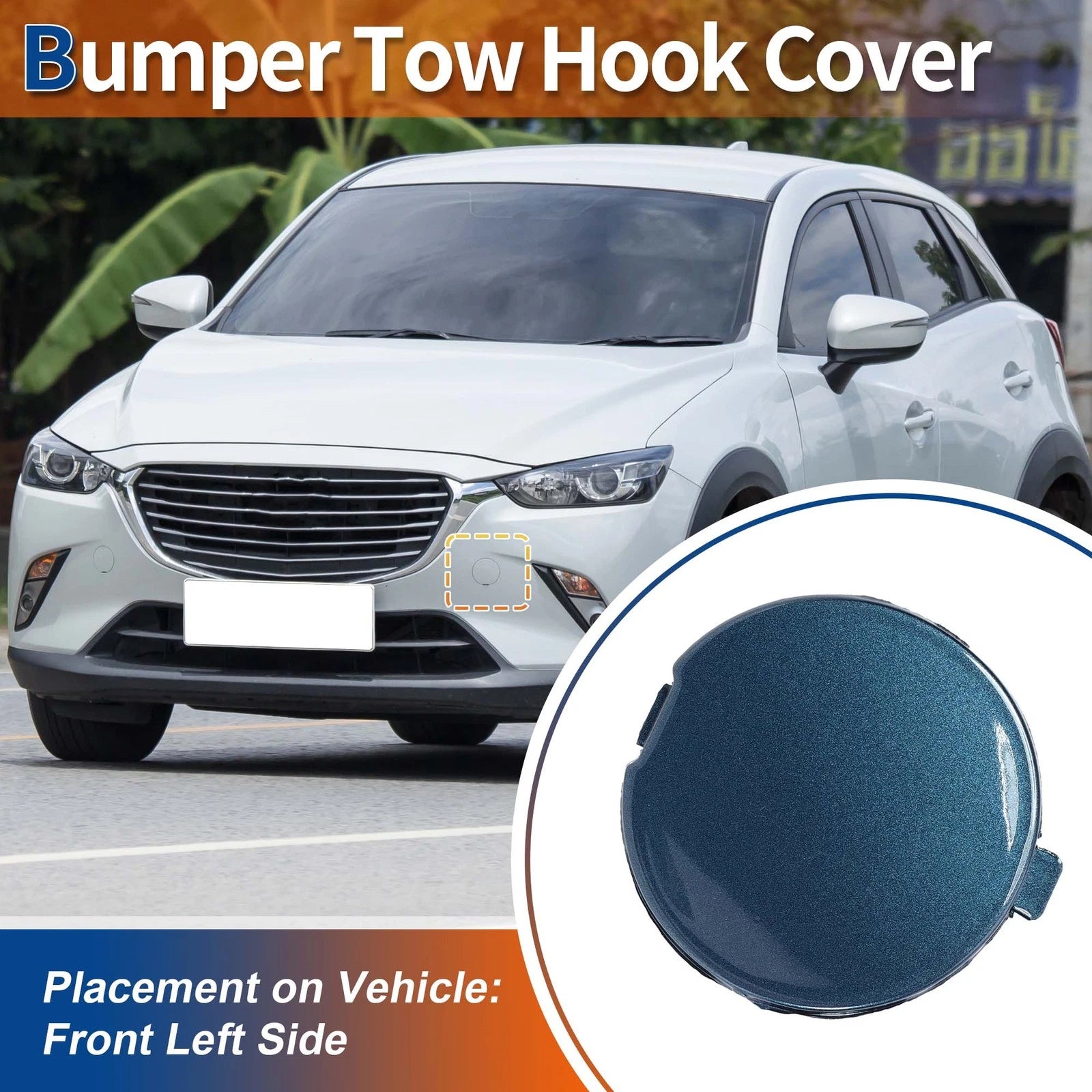 Front Tow Hook Cover Replacement for Mazda No.D10J50A12A Deep Blue (2005–2010)